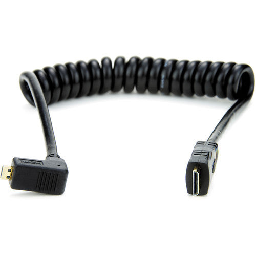 Atomos Coiled Right-Angle Micro-HDMI to Mini-HDMI Cable (11.8 to 17.7")