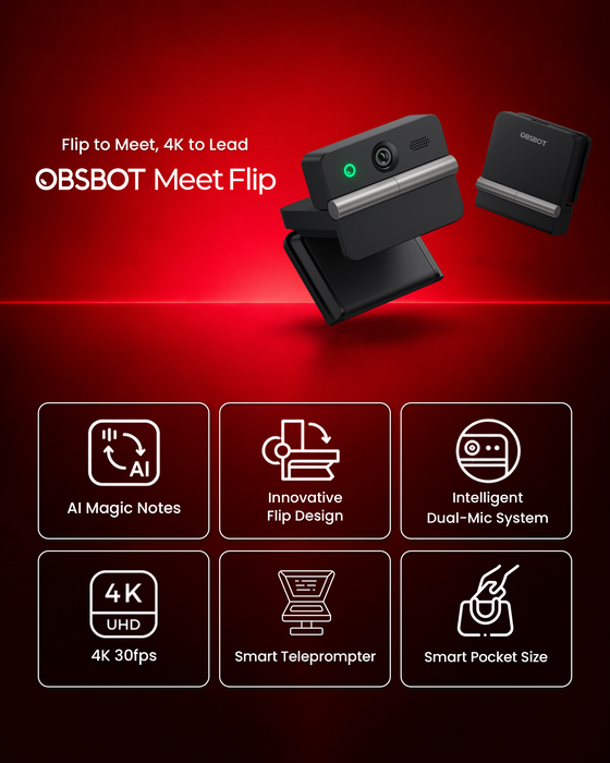 OBSBOT Meet Flip Foldable AI 4K Webcam