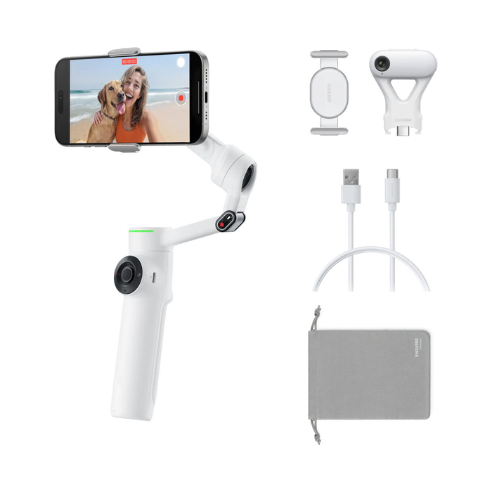 Insta360 Flow 2 Pro Smartphone Gimbal Stabilizer AI Tracker Bundle - White