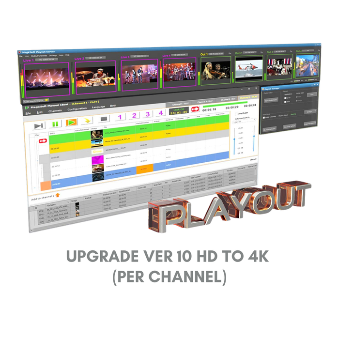 MagicSoft Playout Upgrade ver 10 HD to 4K (per channel)