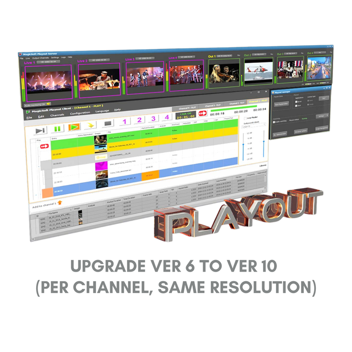 MagicSoft Playout Upgrade ver 6 to ver 10 (per channel, same resolution)