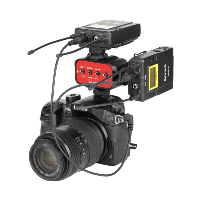 Saramonic SR-C2004 Dual Locking 3.5mm to Right-Angle 3.5mm Output Y-Cable for Two Wireless Receivers (13")