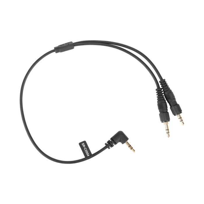 Saramonic SR-C2004 Dual Locking 3.5mm to Right-Angle 3.5mm Output Y-Cable for Two Wireless Receivers (13")