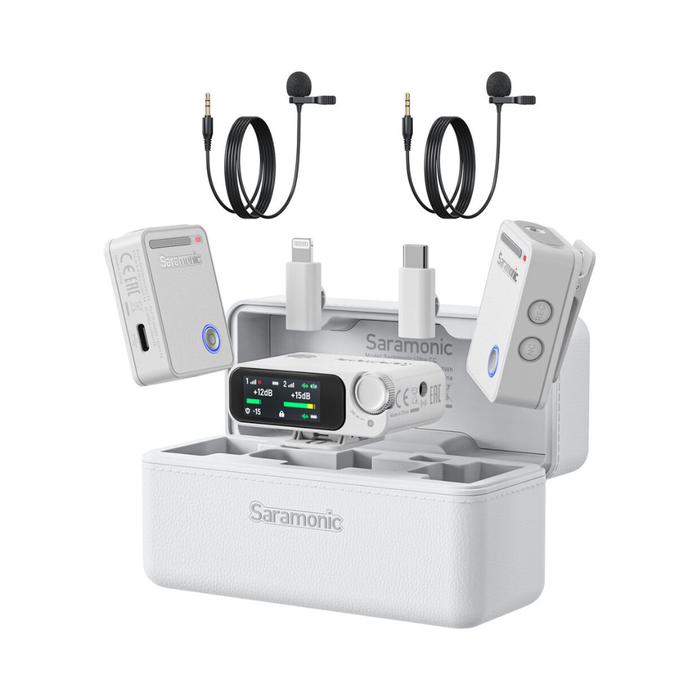 Saramonic Ultra 2-Person Digital Wireless Omnidirectional Lavalier Microphone for Cameras and Mobile Devices - White