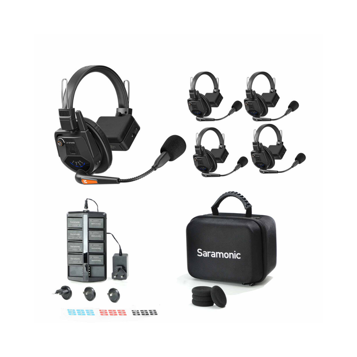 Saramonic WiTalk9 WT5S 5-Person Full-Duplex Wireless Intercom System with Single-Ear Headsets (1.9 GHz)