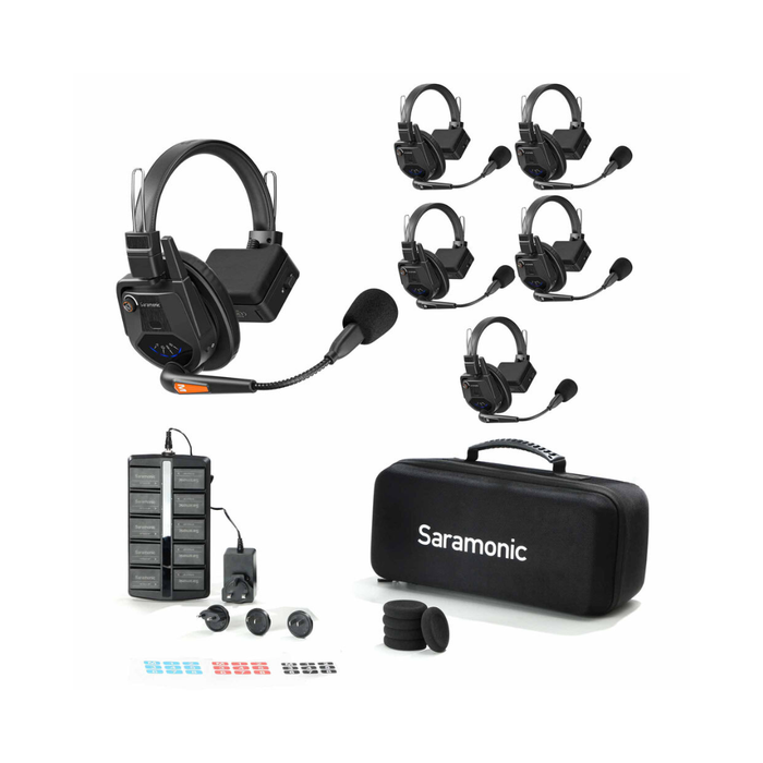 Saramonic WiTalk9-WT6S 6-Person Full-Duplex Wireless Intercom System with Single-Ear Headsets (1.9 GHz)