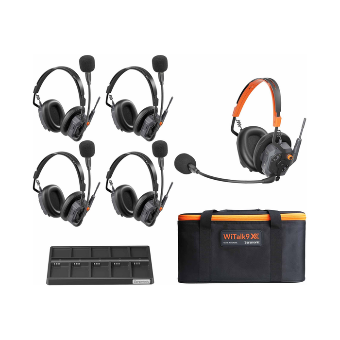 Saramonic WiTalk9X-5D 5-Person Modular 1.9 GHz Wireless Dual-Ear Headset Intercom System
