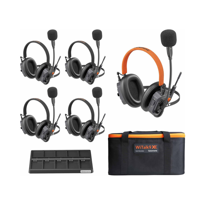 Saramonic WITALK9X-5H 5-Person Helmet-Style 1.9 GHz Dual-Ear Headset Intercom System