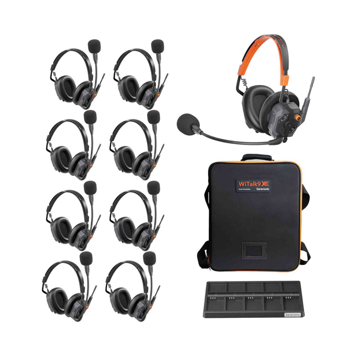 Saramonic WiTalk9X-9D 9-Person Modular 1.9 GHz Wireless Dual-Ear Headset Intercom System