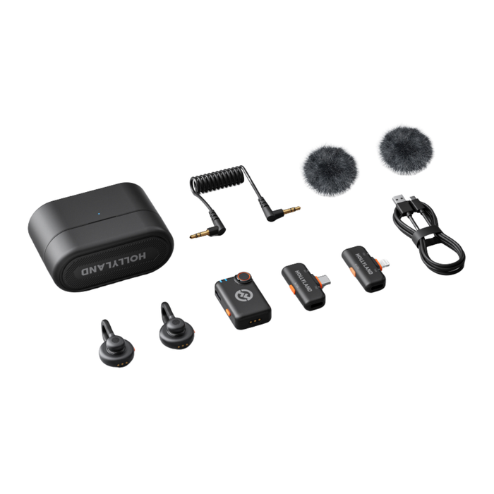 Hollyland LARK M2S Ultimate Combo 2-Person Wireless Microphone System for Cameras and Mobile Devices (2.4 GHz, Space Gray)