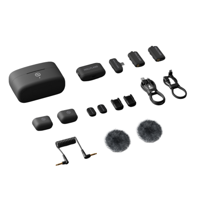 Hollyland LARK MAX 2 Combo 2-Person Wireless Microphone System for Cameras and Mobile Devices (Space Gray, 2.4 GHz)