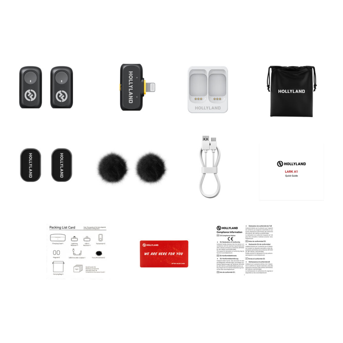 Hollyland LARK A1 Mini Duo 2-Person Wireless Microphone System with Lightning Connector for iOS Devices (Space Gray, 2.4 GHz)