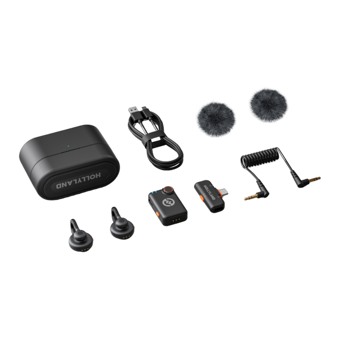 Hollyland LARK M2S Mini Combo 2-Person Wireless Microphone System for Cameras and Mobile Devices (2.4 GHz, Space Gray)