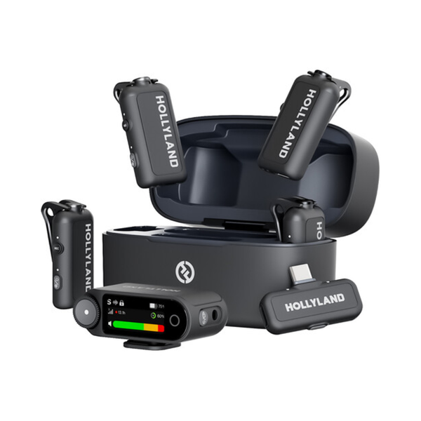 Hollyland LARK MAX 2 Combo 4-Person Wireless Microphone System for Cameras and Mobile Devices (Space Gray, 2.4 GHz)
