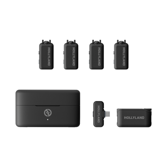 Hollyland LARK MAX 2 Combo 4-Person Wireless Microphone System for Cameras and Mobile Devices (Space Gray, 2.4 GHz)