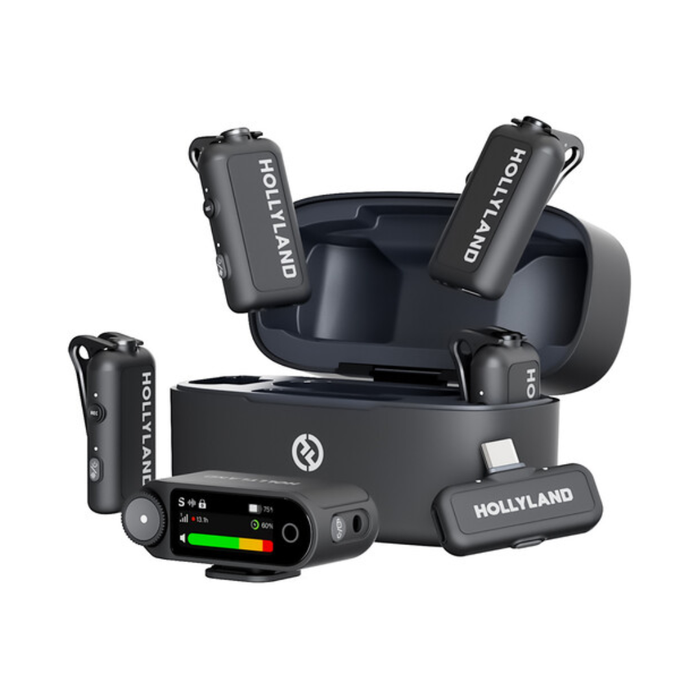 Hollyland LARK MAX 2 Combo 4-Person Wireless Microphone System for Cameras and Mobile Devices (Space Gray, 2.4 GHz)