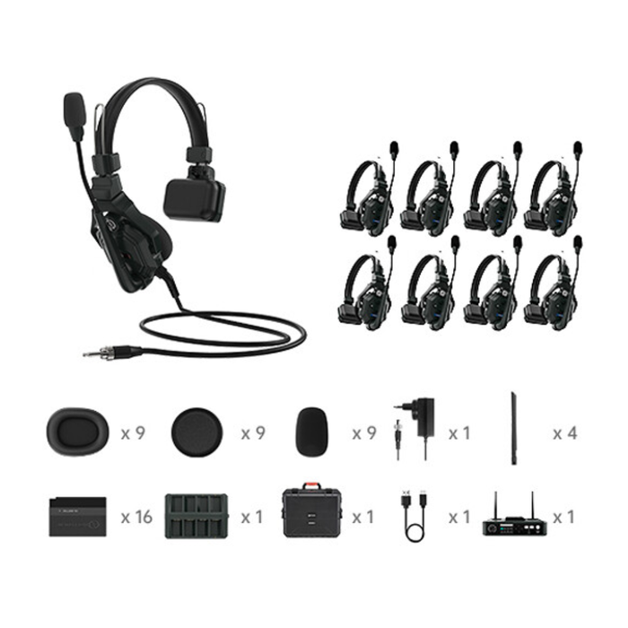 Hollyland Solidcom C1 HUB8S Wireless Intercom 9 Headsets and HUB Base (1.9 GHz)