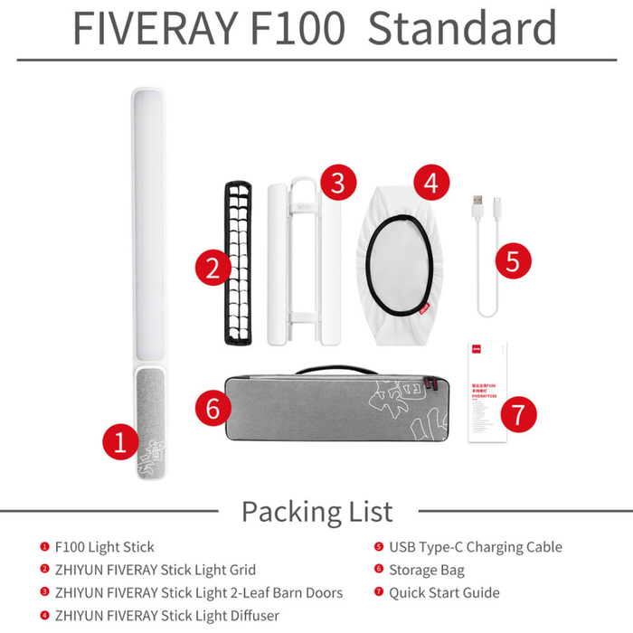 Zhiyun FIVERAY F100 RGB LED Light Stick - White